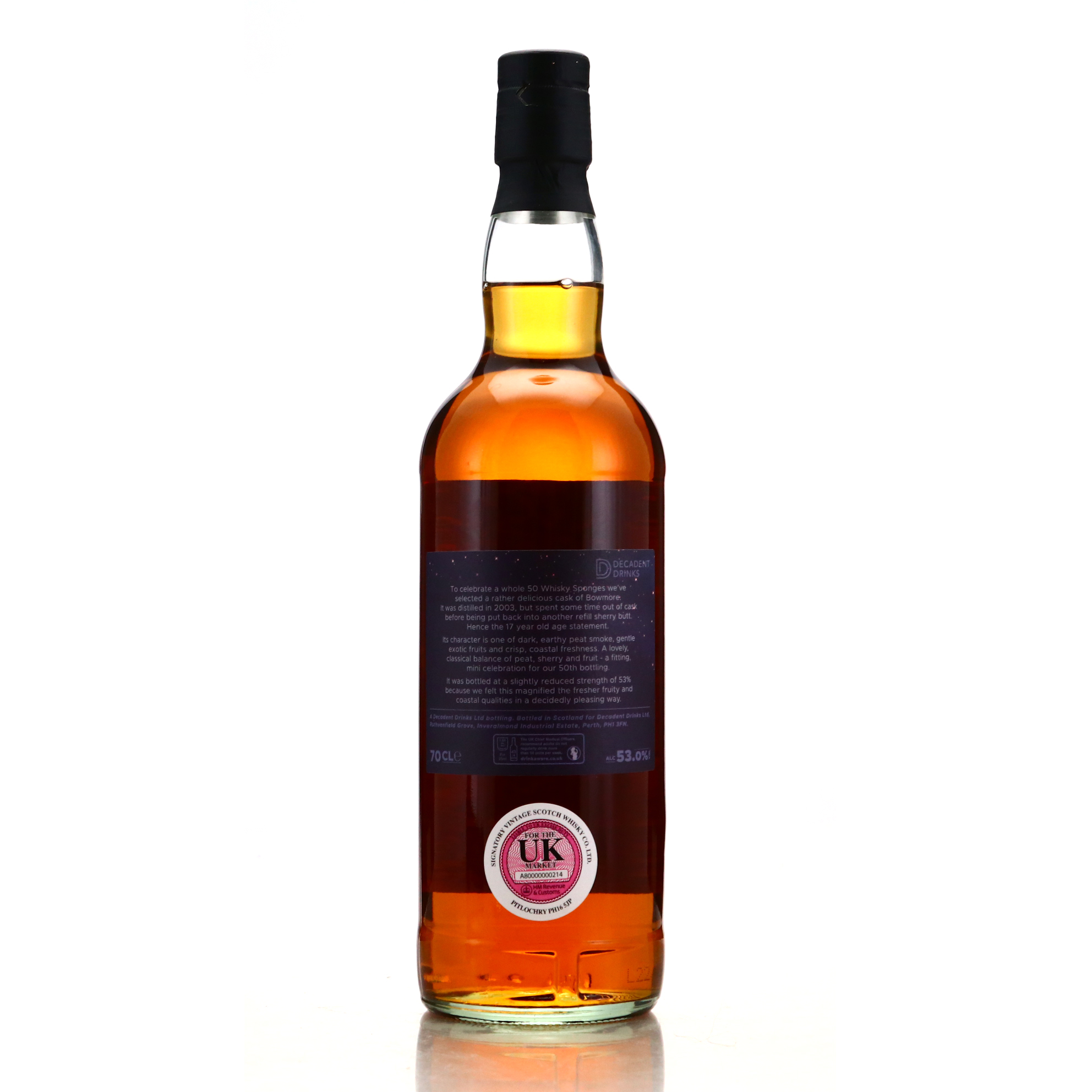 Bowmore 17 Year Old Whisky Sponge Edition No.50 - Back